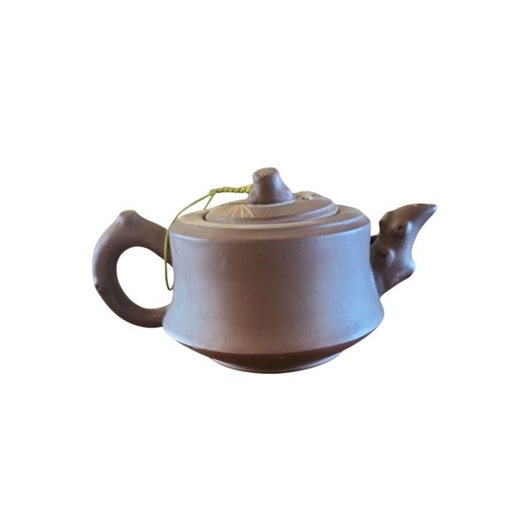 Vintage Chinese Yixing Zisha Clay Teapot With Bamboo & Floral Design Handcrafted - Picture 3 of 4